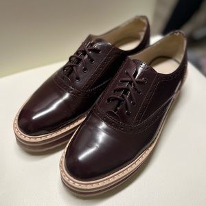 Zara Basic Collection burgundy platform loafers. Size EU 8.